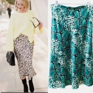 Rachel Zoe Bias Cut Snake Print Skirt